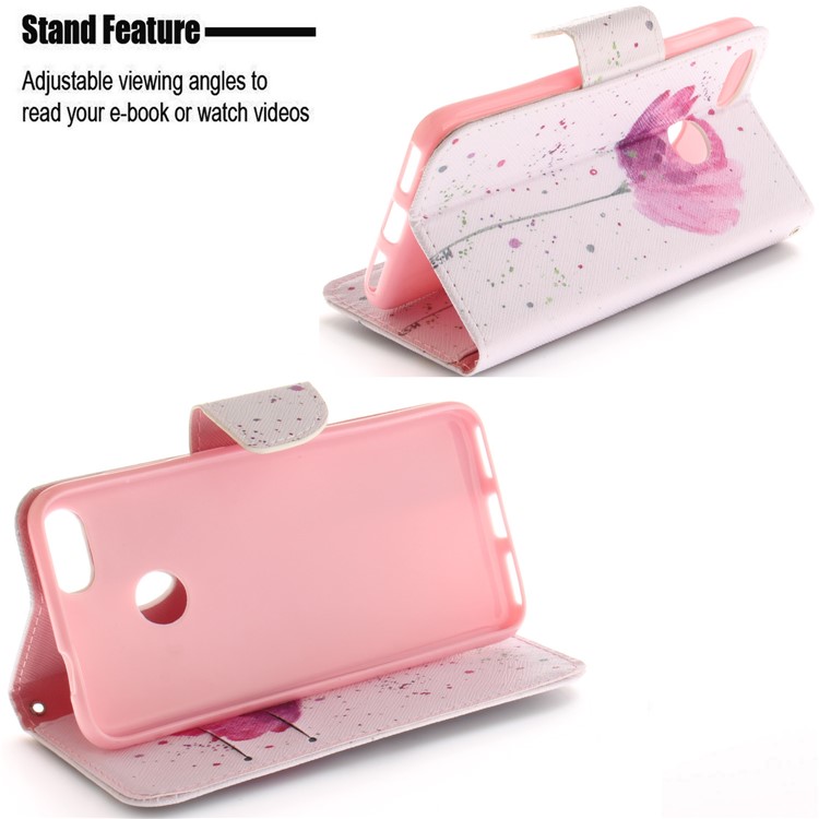 Pattern Printing Leather Wallet Cover for Huawei Y6 Pro (2017) / Enjoy 7 / P9 lite mini - Vivid Flower-5