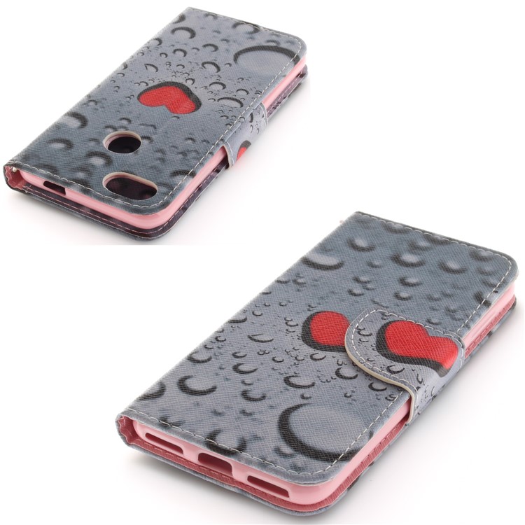 Pattern Printing Leather Wallet Shell Case for Huawei Y6 Pro (2017) / Enjoy 7 / P9 lite mini - Red Hearts-4