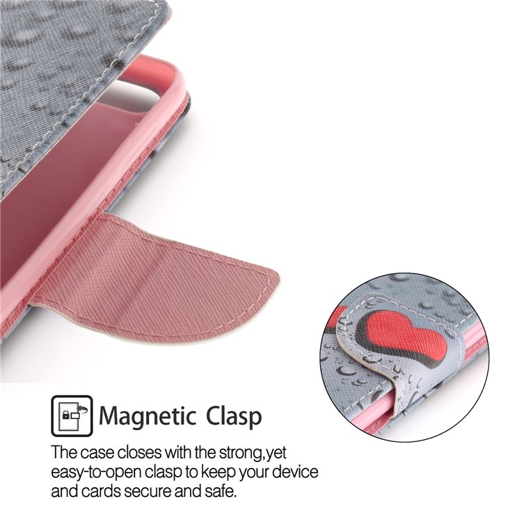 Pattern Printing Leather Wallet Shell Case for Huawei Y6 Pro (2017) / Enjoy 7 / P9 lite mini - Red Hearts-6
