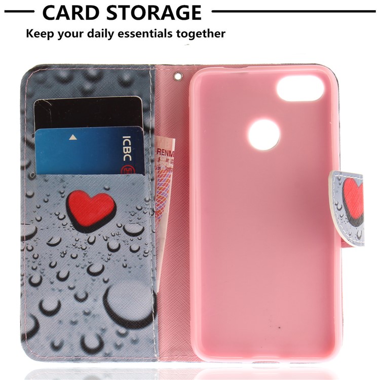 Pattern Printing Leather Wallet Shell Case for Huawei Y6 Pro (2017) / Enjoy 7 / P9 lite mini - Red Hearts-7