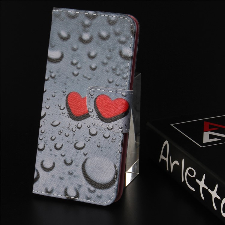 Pattern Printing Leather Wallet Shell Case for Huawei Y6 Pro (2017) / Enjoy 7 / P9 lite mini - Red Hearts-9
