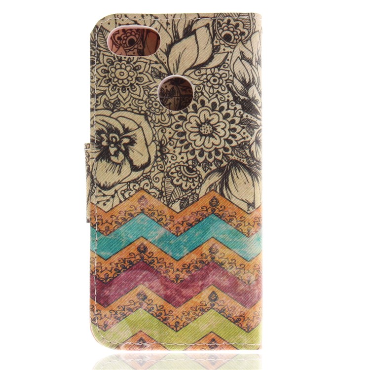 Pattern Printing Leather Wallet Case Cover for Huawei Y6 Pro (2017) / Enjoy 7 / P9 lite mini - Retro Flowers-2