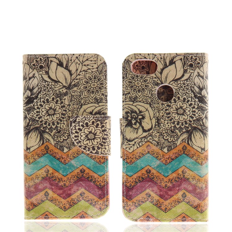 Pattern Printing Leather Wallet Case Cover for Huawei Y6 Pro (2017) / Enjoy 7 / P9 lite mini - Retro Flowers-3