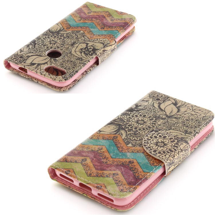 Pattern Printing Leather Wallet Case Cover for Huawei Y6 Pro (2017) / Enjoy 7 / P9 lite mini - Retro Flowers-4