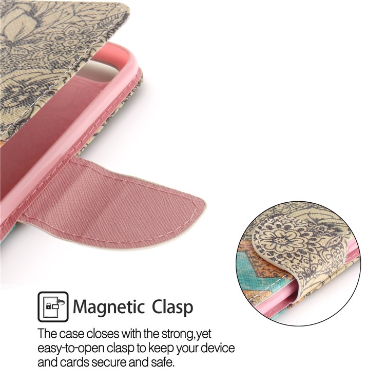 Pattern Printing Leather Wallet Case Cover for Huawei Y6 Pro (2017) / Enjoy 7 / P9 lite mini - Retro Flowers-6