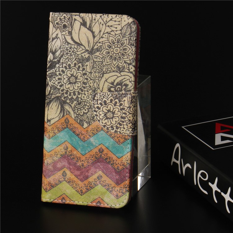 Pattern Printing Leather Wallet Case Cover for Huawei Y6 Pro (2017) / Enjoy 7 / P9 lite mini - Retro Flowers-9