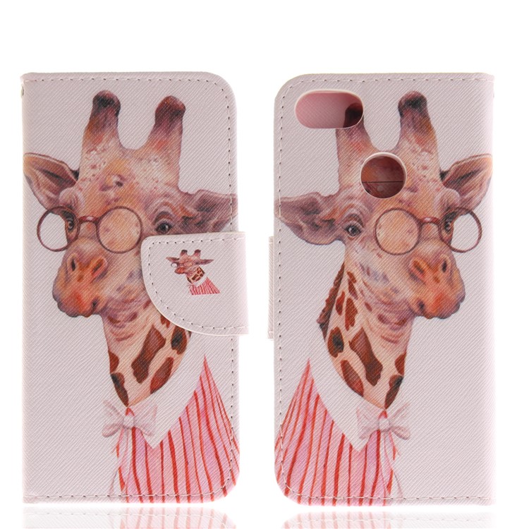 Pattern Printing Magnetic Leather Wallet Case for Huawei Y6 Pro (2017) / Enjoy 7 / P9 lite mini - Giraffe Pattern-3