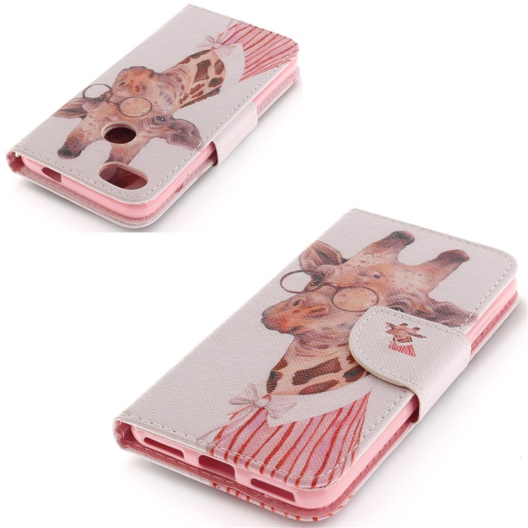 Pattern Printing Magnetic Leather Wallet Case for Huawei Y6 Pro (2017) / Enjoy 7 / P9 lite mini - Giraffe Pattern-4
