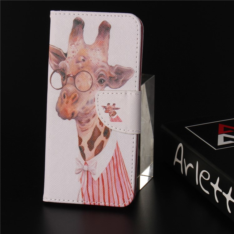 Pattern Printing Magnetic Leather Wallet Case for Huawei Y6 Pro (2017) / Enjoy 7 / P9 lite mini - Giraffe Pattern-9