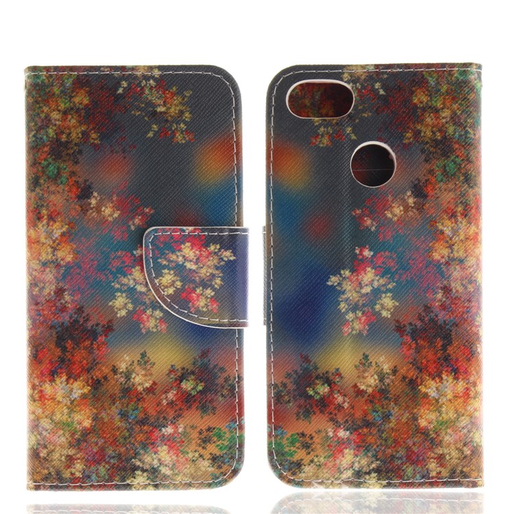 Pattern Printing Leather Card Holder Case for Huawei Y6 Pro (2017) / Enjoy 7 / P9 lite mini - Flowers Pattern-3