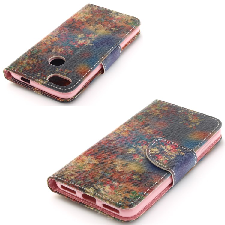 Pattern Printing Leather Card Holder Case for Huawei Y6 Pro (2017) / Enjoy 7 / P9 lite mini - Flowers Pattern-4