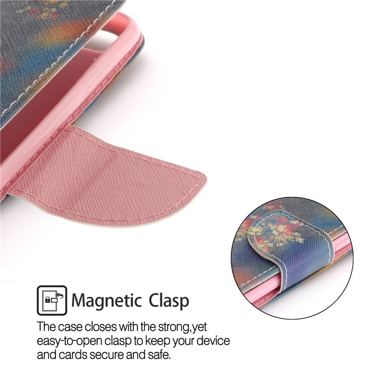 Pattern Printing Leather Card Holder Case for Huawei Y6 Pro (2017) / Enjoy 7 / P9 lite mini - Flowers Pattern-6