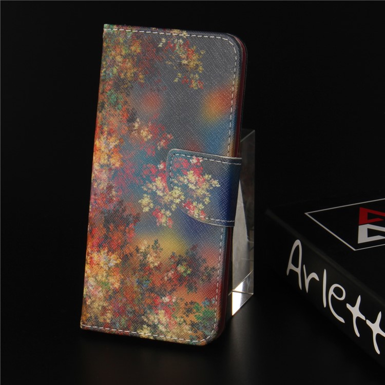Pattern Printing Leather Card Holder Case for Huawei Y6 Pro (2017) / Enjoy 7 / P9 lite mini - Flowers Pattern-9