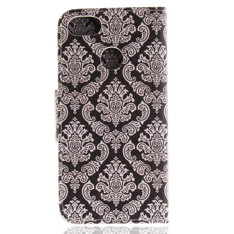 Pattern Printing Leather Stand Cover with Card Slots for Huawei Y6 Pro (2017) / Enjoy 7 / P9 lite mini - Damask Flowers-2
