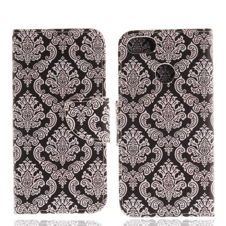 Pattern Printing Leather Stand Cover with Card Slots for Huawei Y6 Pro (2017) / Enjoy 7 / P9 lite mini - Damask Flowers-3
