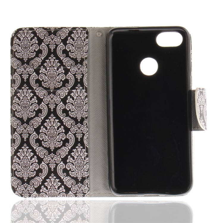 Pattern Printing Leather Stand Cover with Card Slots for Huawei Y6 Pro (2017) / Enjoy 7 / P9 lite mini - Damask Flowers-8