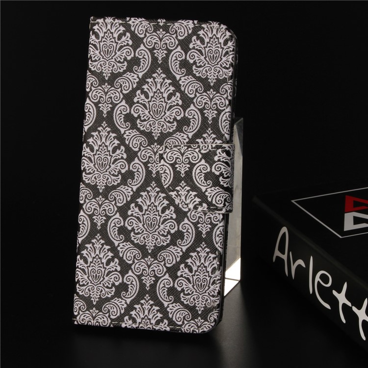 Pattern Printing Leather Stand Cover with Card Slots for Huawei Y6 Pro (2017) / Enjoy 7 / P9 lite mini - Damask Flowers-9