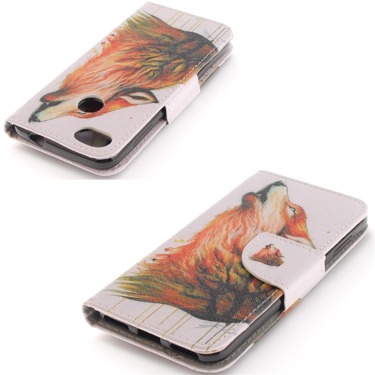 Pattern Printing Wallet Leather Stand Case for Huawei Y6 Pro (2017) / Enjoy 7 / P9 lite mini - Wolf Pattern-4