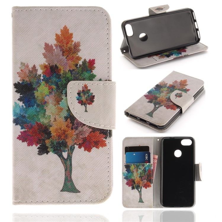Pattern Printing Wallet Leather Stand Cover for Huawei Y6 Pro (2017) / Enjoy 7 / P9 lite mini - Colorzied Tree-1