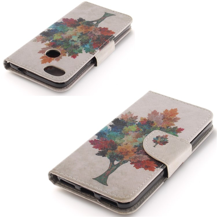 Pattern Printing Wallet Leather Stand Cover for Huawei Y6 Pro (2017) / Enjoy 7 / P9 lite mini - Colorzied Tree-4