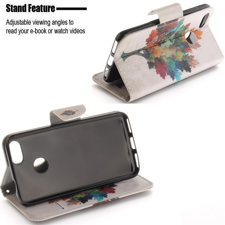 Pattern Printing Wallet Leather Stand Cover for Huawei Y6 Pro (2017) / Enjoy 7 / P9 lite mini - Colorzied Tree-5