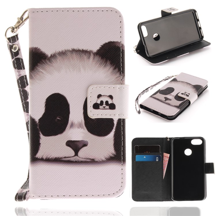 Patterned Leather Wallet Case for Huawei Y6 Pro (2017) / Enjoy 7 / P9 lite mini - Adorable Panda-1