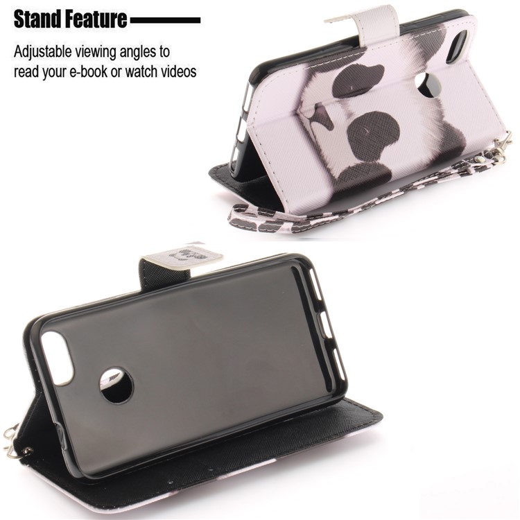 Patterned Leather Wallet Case for Huawei Y6 Pro (2017) / Enjoy 7 / P9 lite mini - Adorable Panda-5