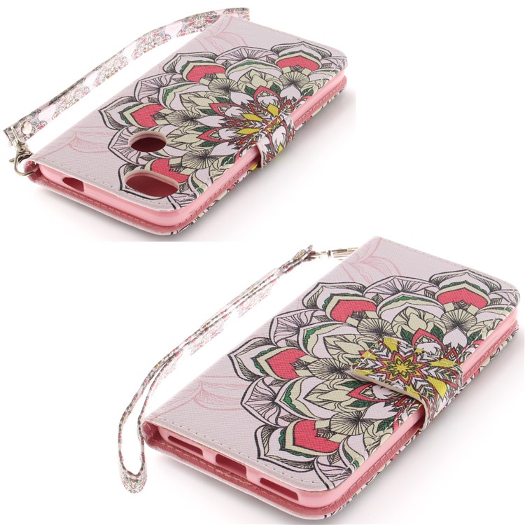 Patterned Leather Wallet Cover for Huawei Y6 Pro (2017) / Enjoy 7 / P9 lite mini - Beautiful Flowers-4