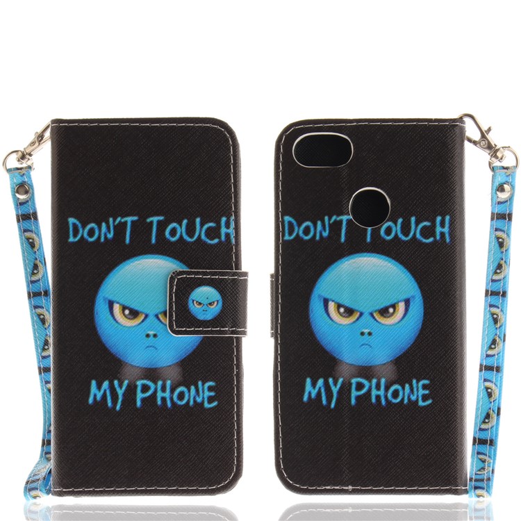 Patterned Leather Wallet Shell Case for Huawei Y6 Pro (2017) / Enjoy 7 / P9 lite mini - Blue Do not Touch My Phone-3
