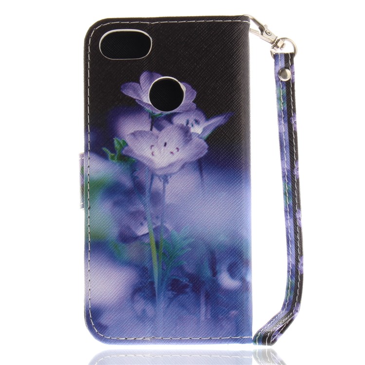Patterned Wallet Leather Stand Case for Huawei Y6 Pro (2017) / Enjoy 7 / P9 lite mini - Purple Flowers-2