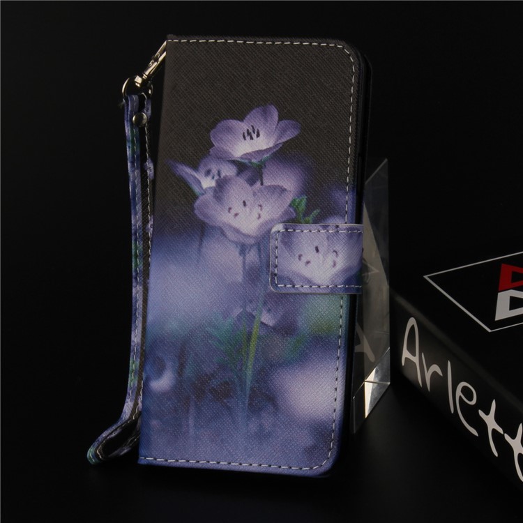 Patterned Wallet Leather Stand Case for Huawei Y6 Pro (2017) / Enjoy 7 / P9 lite mini - Purple Flowers-9