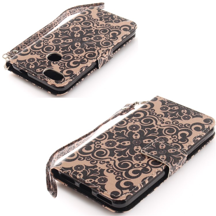 Patterned Wallet Leather Stand Cover for Huawei Y6 Pro (2017) / Enjoy 7 / P9 lite mini - Symmetrical Pattern-4