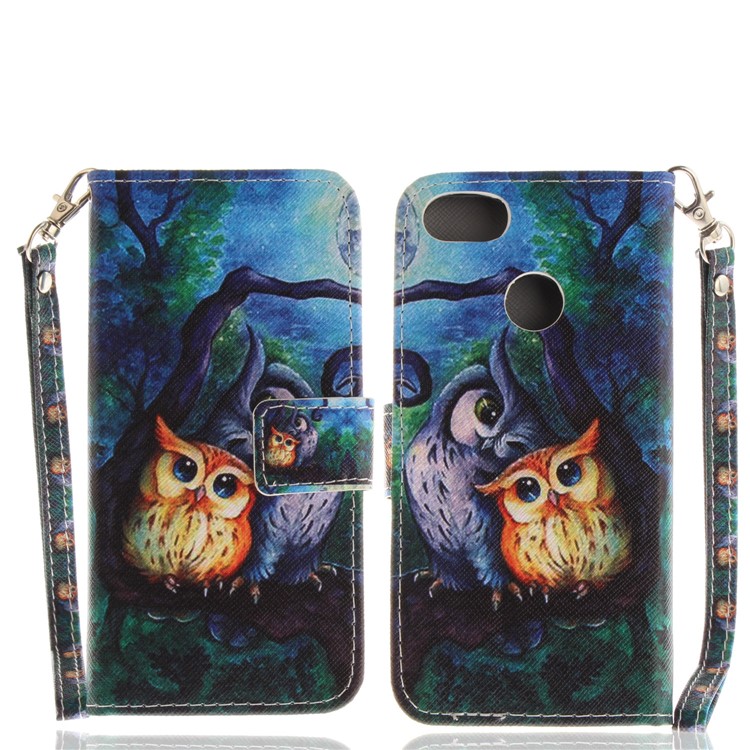 Patterned Magnetic Leather Wallet Case for Huawei Y6 Pro (2017) / Enjoy 7 / P9 lite mini - Owls Pattern-3