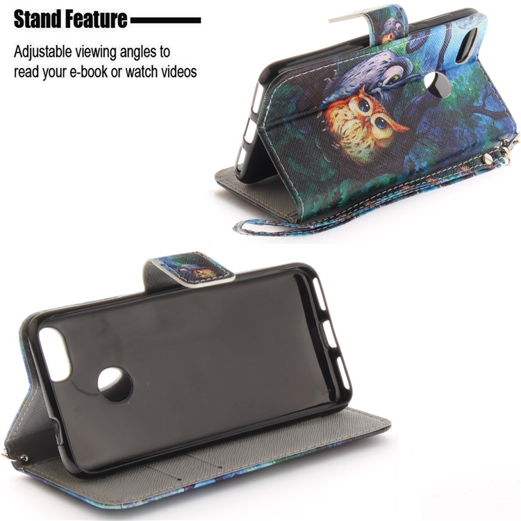 Patterned Magnetic Leather Wallet Case for Huawei Y6 Pro (2017) / Enjoy 7 / P9 lite mini - Owls Pattern-5