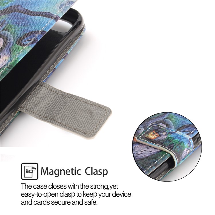 Patterned Magnetic Leather Wallet Case for Huawei Y6 Pro (2017) / Enjoy 7 / P9 lite mini - Owls Pattern-6