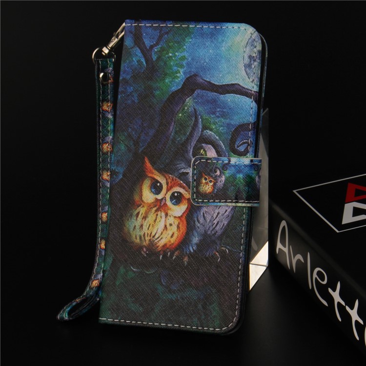 Patterned Magnetic Leather Wallet Case for Huawei Y6 Pro (2017) / Enjoy 7 / P9 lite mini - Owls Pattern-9