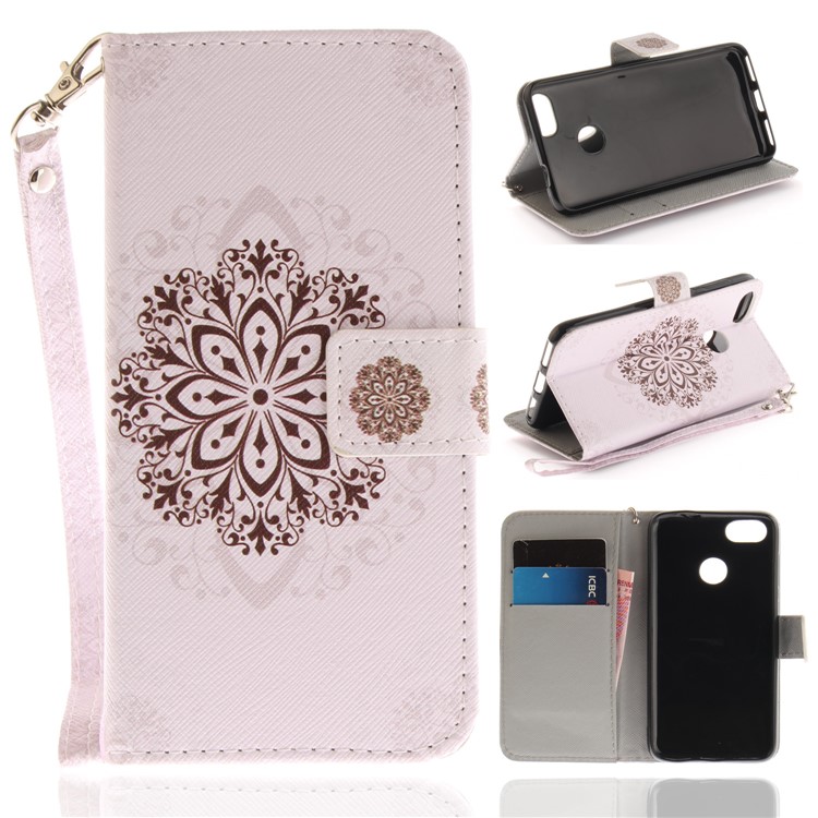 Patterned Magnetic Leather Stand Case for Huawei Y6 Pro (2017) / Enjoy 7 / P9 lite mini - Stencil Pattern-1