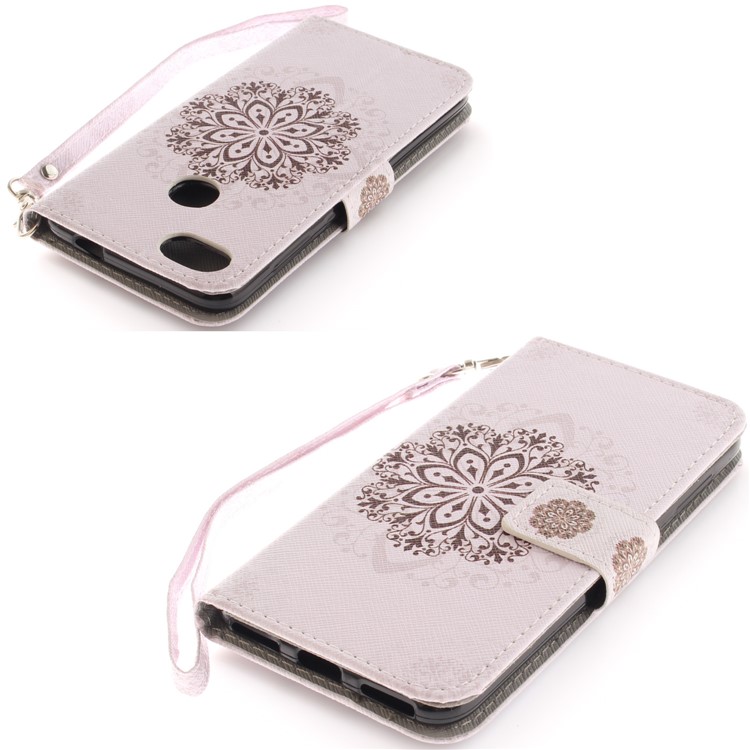 Patterned Magnetic Leather Stand Case for Huawei Y6 Pro (2017) / Enjoy 7 / P9 lite mini - Stencil Pattern-4