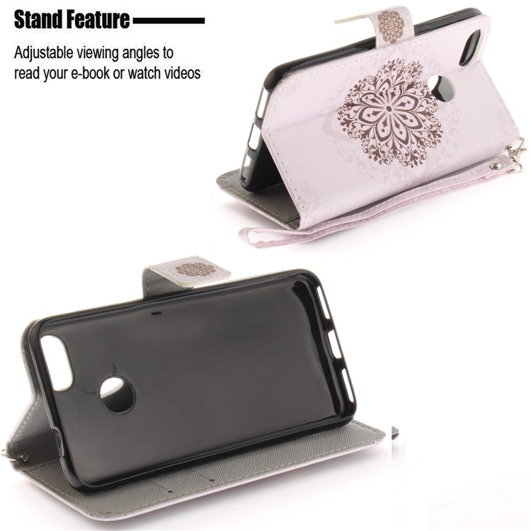 Patterned Magnetic Leather Stand Case for Huawei Y6 Pro (2017) / Enjoy 7 / P9 lite mini - Stencil Pattern-5