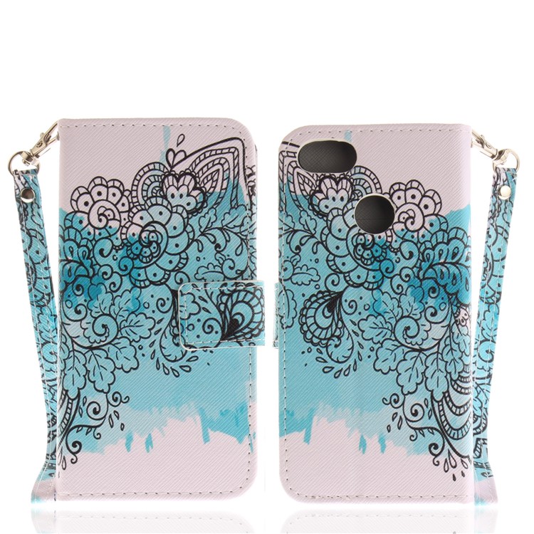 Patterned Magnetic Leather Stand Cover for Huawei Y6 Pro (2017) / Enjoy 7 / P9 lite mini - Flowers Pattern-3