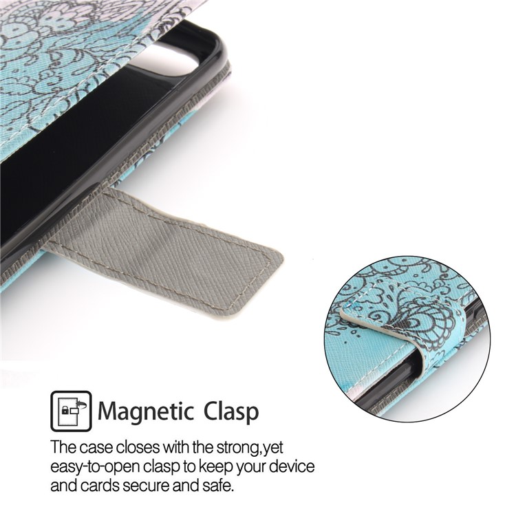 Patterned Magnetic Leather Stand Cover for Huawei Y6 Pro (2017) / Enjoy 7 / P9 lite mini - Flowers Pattern-6