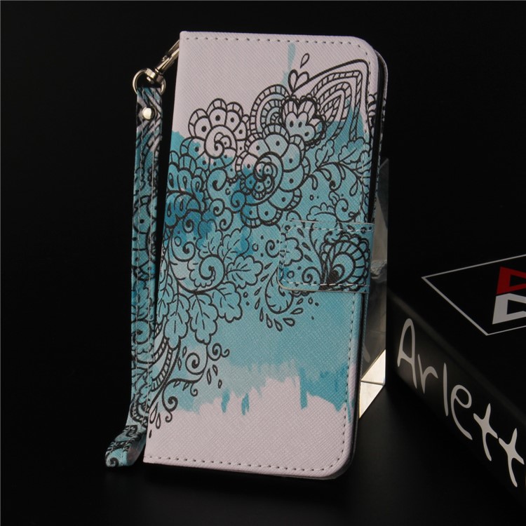 Patterned Magnetic Leather Stand Cover for Huawei Y6 Pro (2017) / Enjoy 7 / P9 lite mini - Flowers Pattern-9