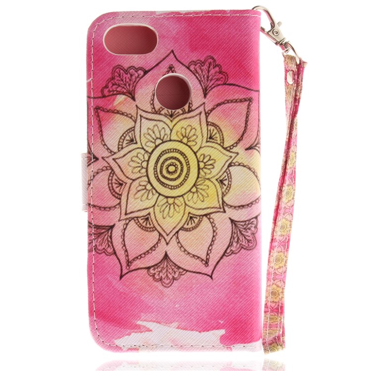 Patterned Phone Leather Wallet Case for Huawei Y6 Pro (2017) / Enjoy 7 / P9 lite mini - Henna Lotus-2