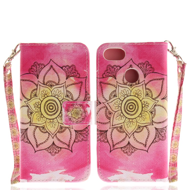 Patterned Phone Leather Wallet Case for Huawei Y6 Pro (2017) / Enjoy 7 / P9 lite mini - Henna Lotus-3