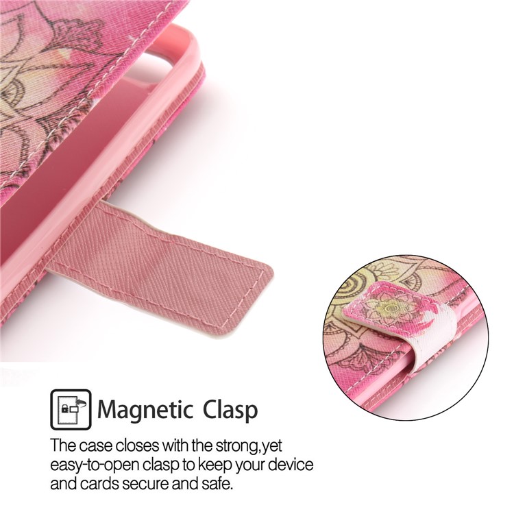 Patterned Phone Leather Wallet Case for Huawei Y6 Pro (2017) / Enjoy 7 / P9 lite mini - Henna Lotus-6