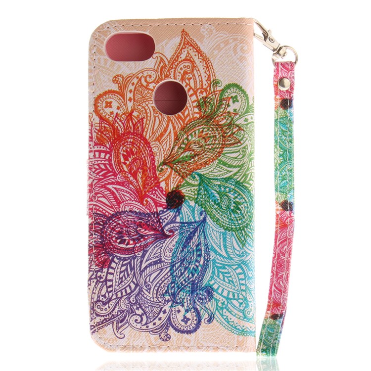 Patterned Stand Leather Wallet Case for Huawei Y6 Pro (2017) / Enjoy 7 / P9 lite mini - Colorized Flower-2