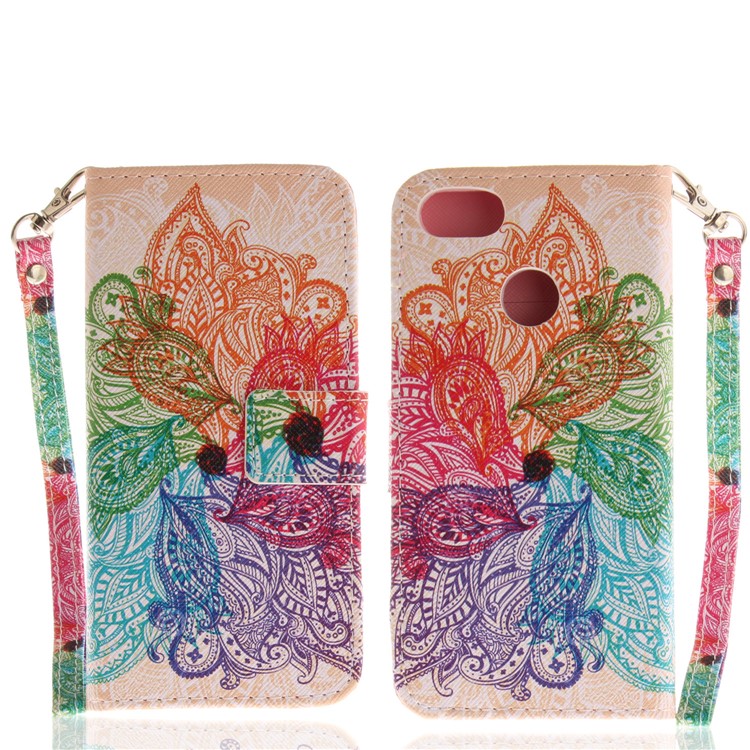 Patterned Stand Leather Wallet Case for Huawei Y6 Pro (2017) / Enjoy 7 / P9 lite mini - Colorized Flower-3