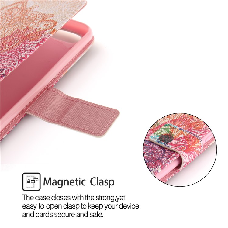 Patterned Stand Leather Wallet Case for Huawei Y6 Pro (2017) / Enjoy 7 / P9 lite mini - Colorized Flower-6