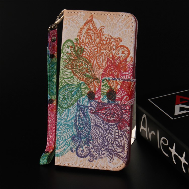 Patterned Stand Leather Wallet Case for Huawei Y6 Pro (2017) / Enjoy 7 / P9 lite mini - Colorized Flower-9