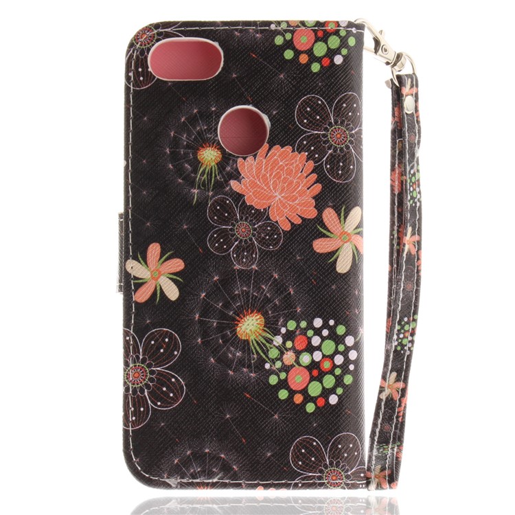 Patterned Leather Card Holder Case for Huawei Y6 Pro (2017) / Enjoy 7 / P9 lite mini - Vivid Flowers-2